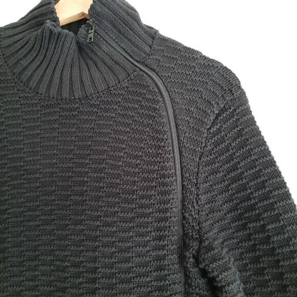 ARMANI EXCHANGE 100% Cotton Side Zip Sweater Textured Knit Sz S - Picture 4 of 11